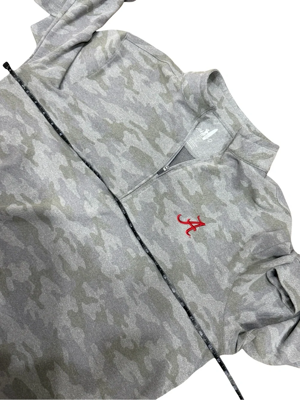 ✨ Johnnie-O Alabama Crimson Tide Gray Camo Quarter Zip Pullover Men’s Large - Picture 7 of 12